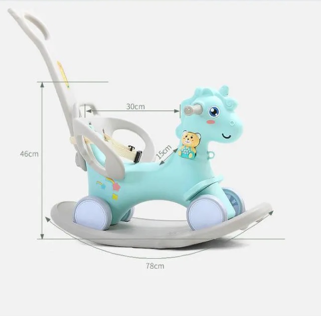Balansoar 3 in 1 Nichiduta Unicorn Albastru cu Mânere - imagine 3