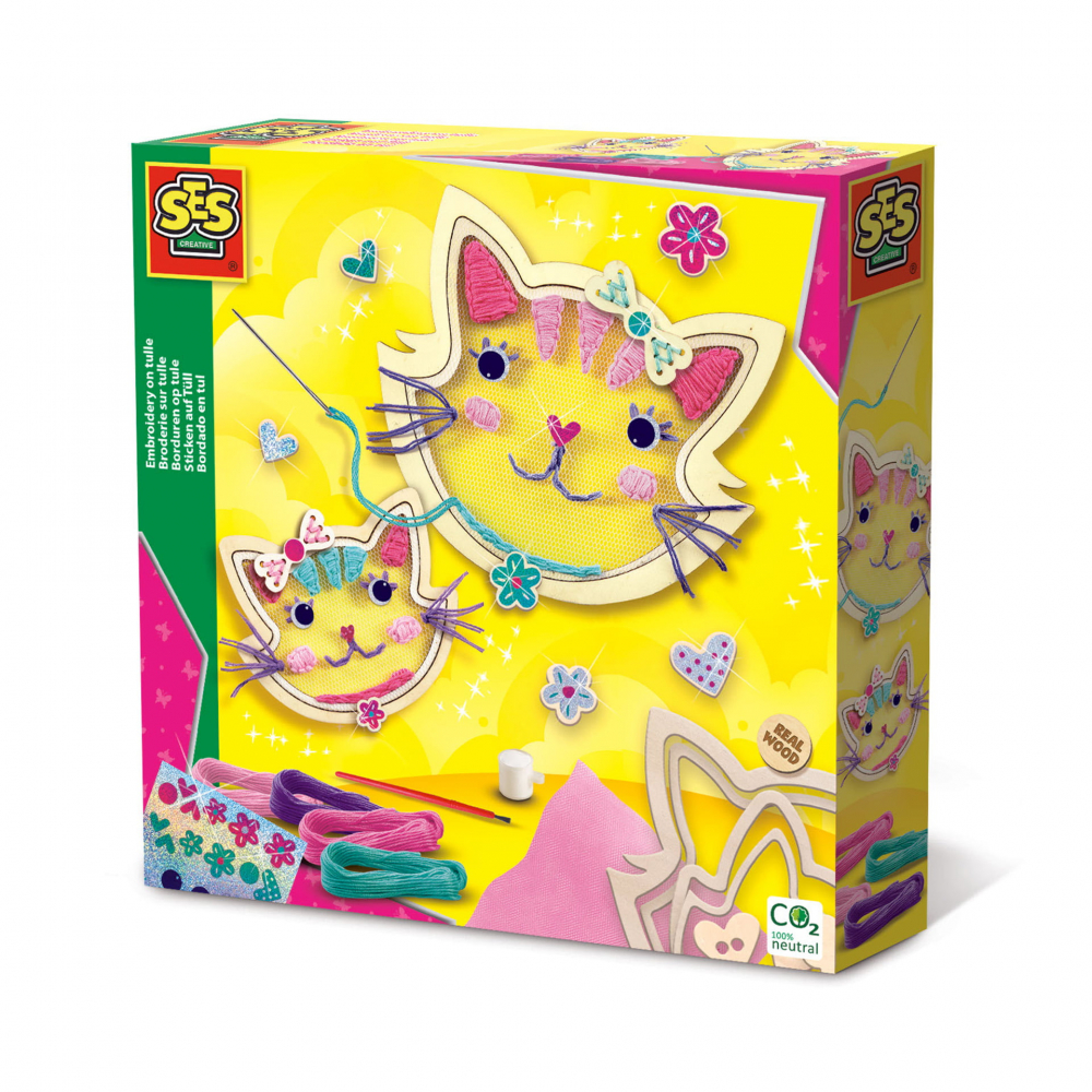 Kit Broderie pe Tull cu Pisici Ses Creative