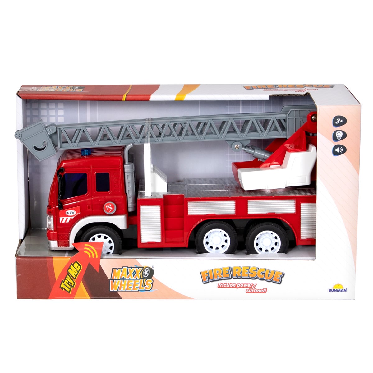 Camion Pompieri Maxx Wheels 1:16 Lumini Sunete