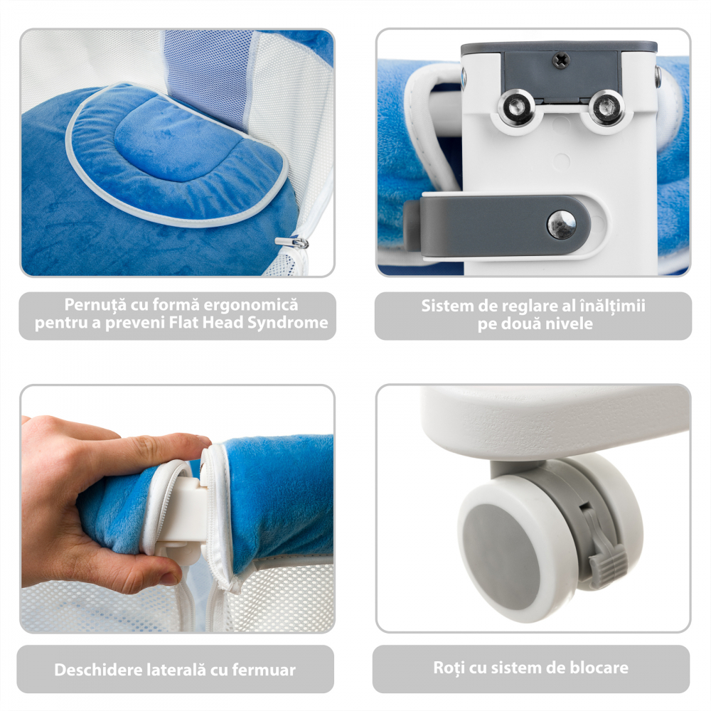 Patut Co-Sleeping Bebesleep cu Depozitare si Baldachin - imagine 6