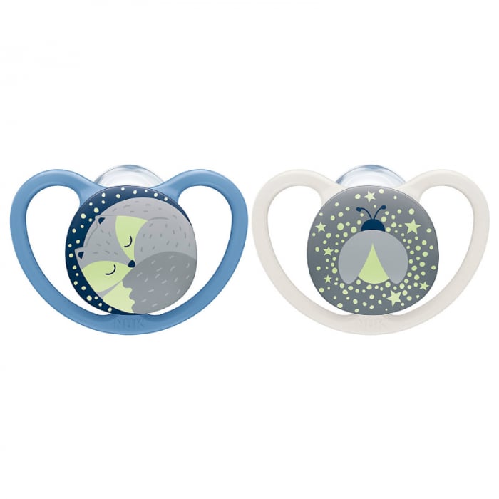Suzeta Nuk Space Night Silicon, 6-18 luni, Set 2 Buc