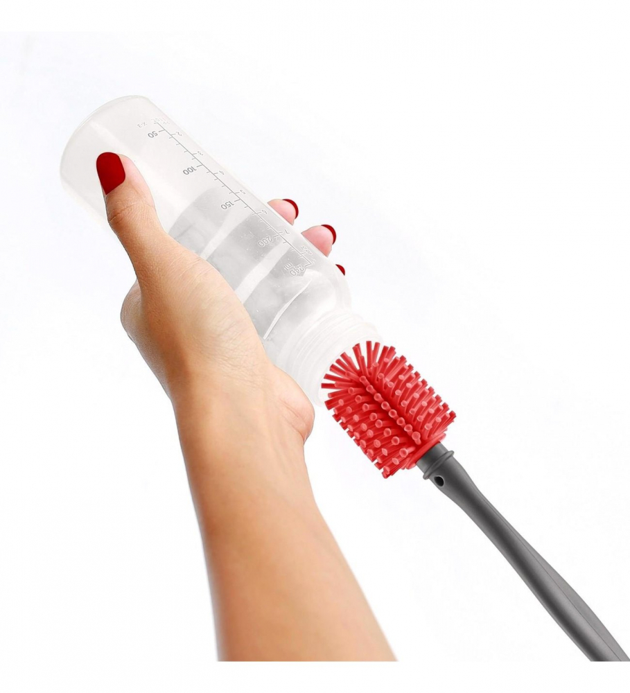 Perie Biberoane BabyJem Silicon Rosu - Curățare Eficientă - imagine 2