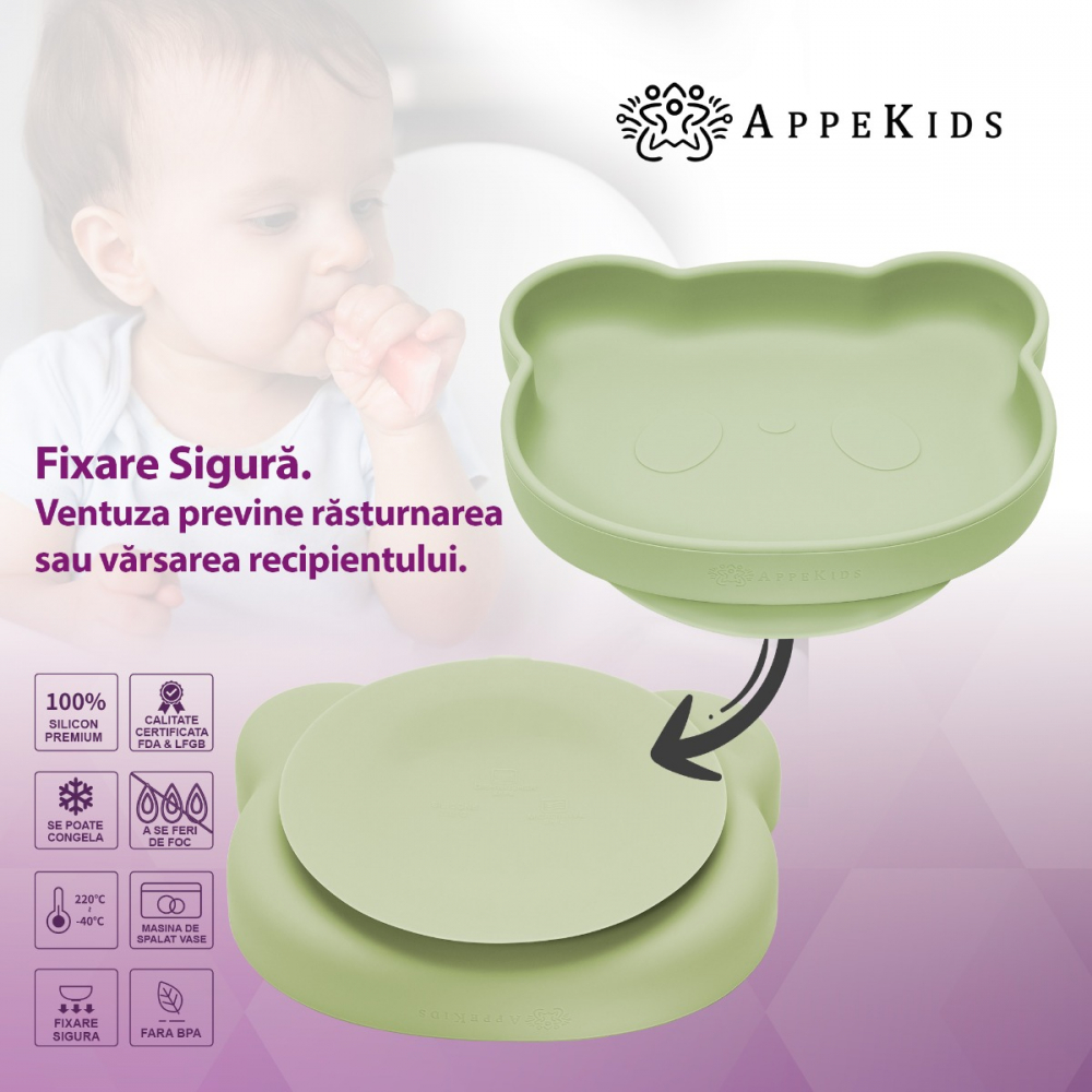 Set Diversificare AppeKids Panda, 5 Piese, Silicon - imagine 3