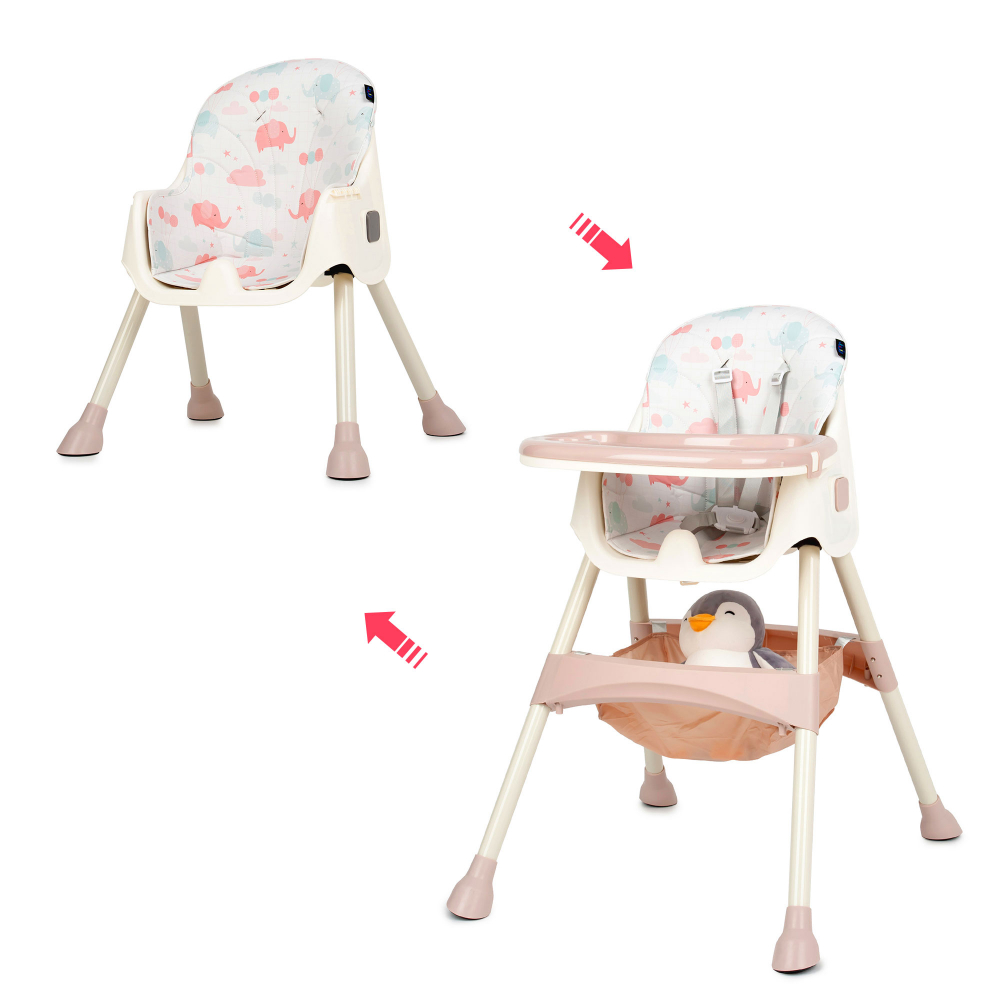Scaun 2in1 Juju EatSmile roz elefanți - imagine 8