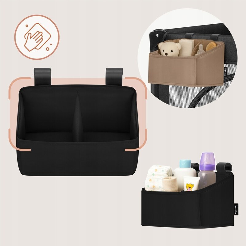 Organizator Lionelo Sidepocket S Negru - 2 Compartimente - imagine 3