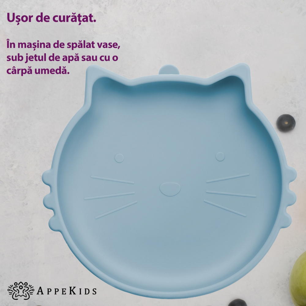 Bol Silicon AppeKids Kitty II Aqua Blue, Antiderapant - imagine 4