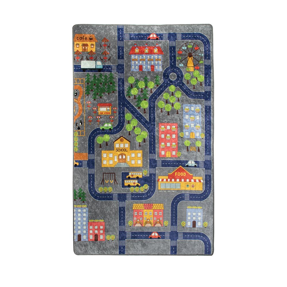 Covor antiderapant copii Chilai Home, Gri, 150x200 cm - imagine 5