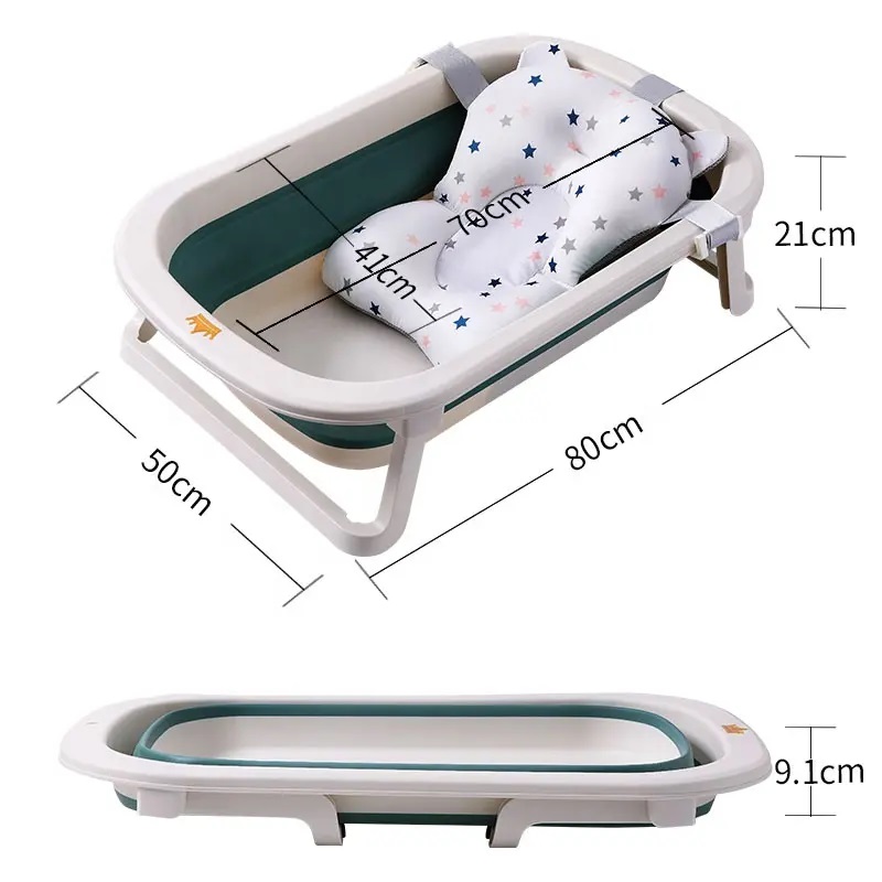 Cadita Pliabila Little Mom Green cu Hamac, Ergonomica - imagine 7