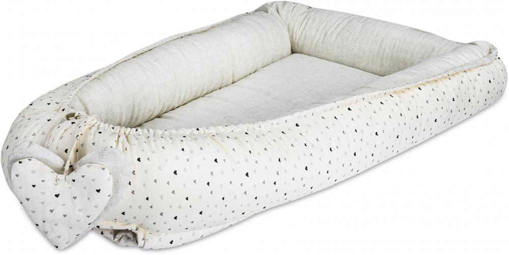 Baby Nest Beige Hearts Bubaba | Confort și Siguranță