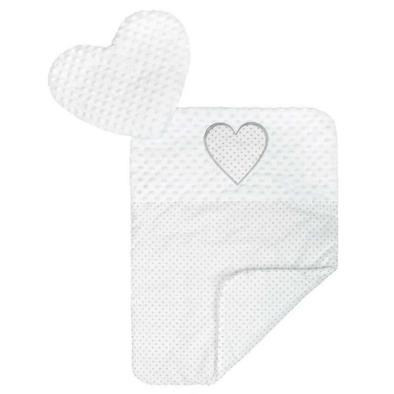 Set Cuib New Baby Minky Heart White - imagine 3