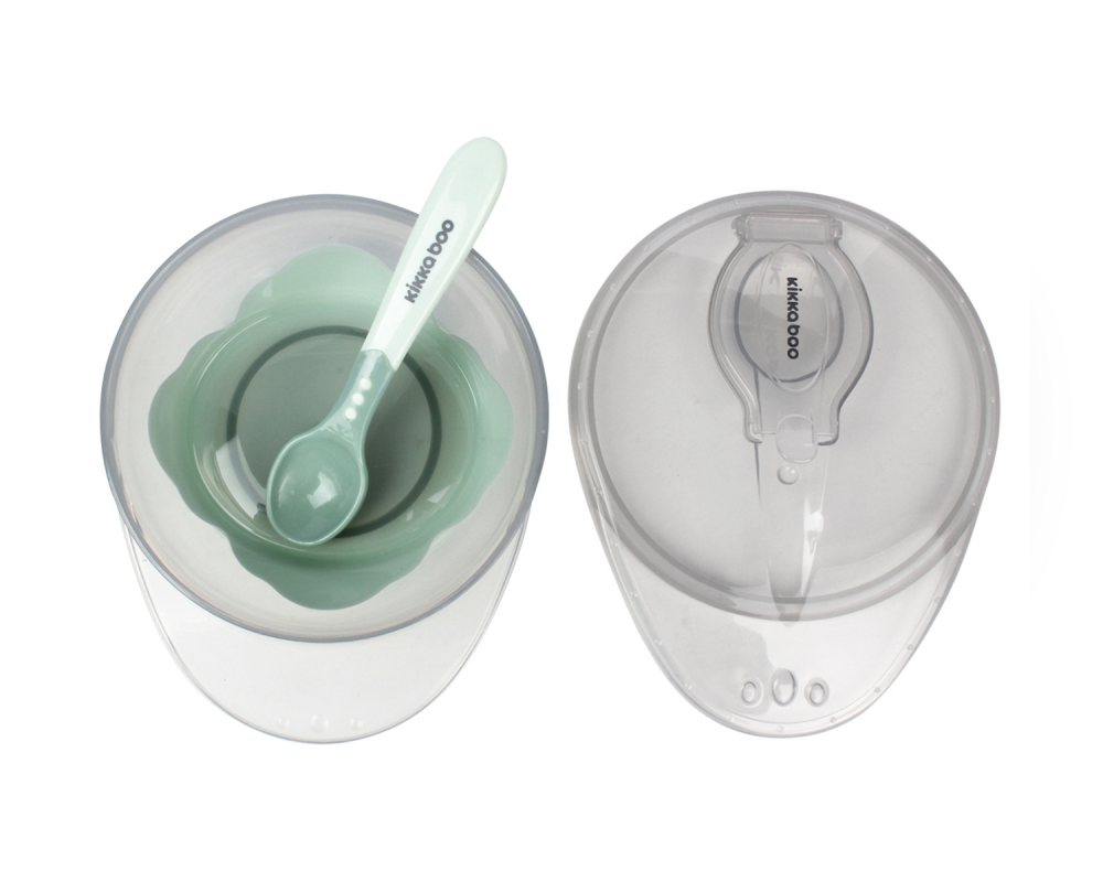 Set castron cu ventuza KikkaBoo Mint, 250ml - imagine 2