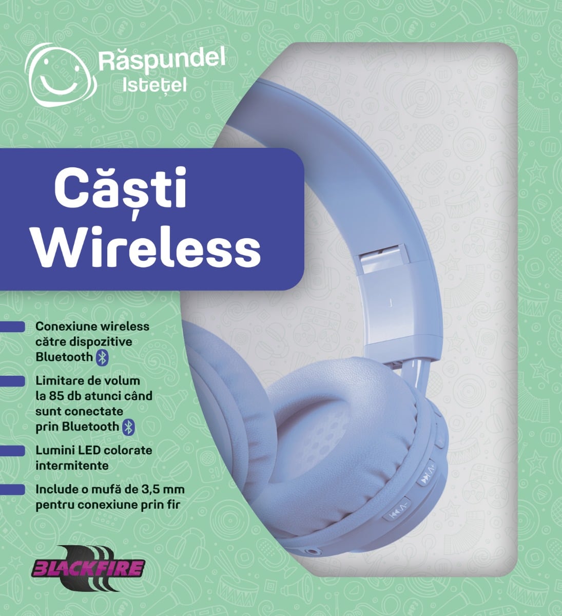 Căști Wireless Raspundel Istetel, Albastru, Mod Protecție