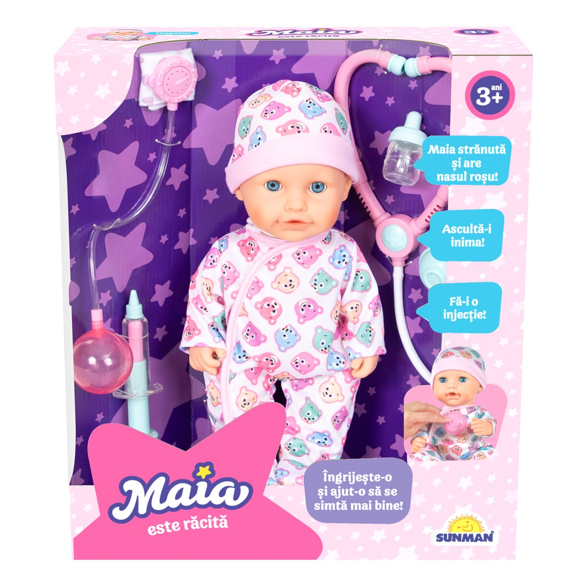 Papusa Bebelus Maia Racita cu Accesorii Medicale