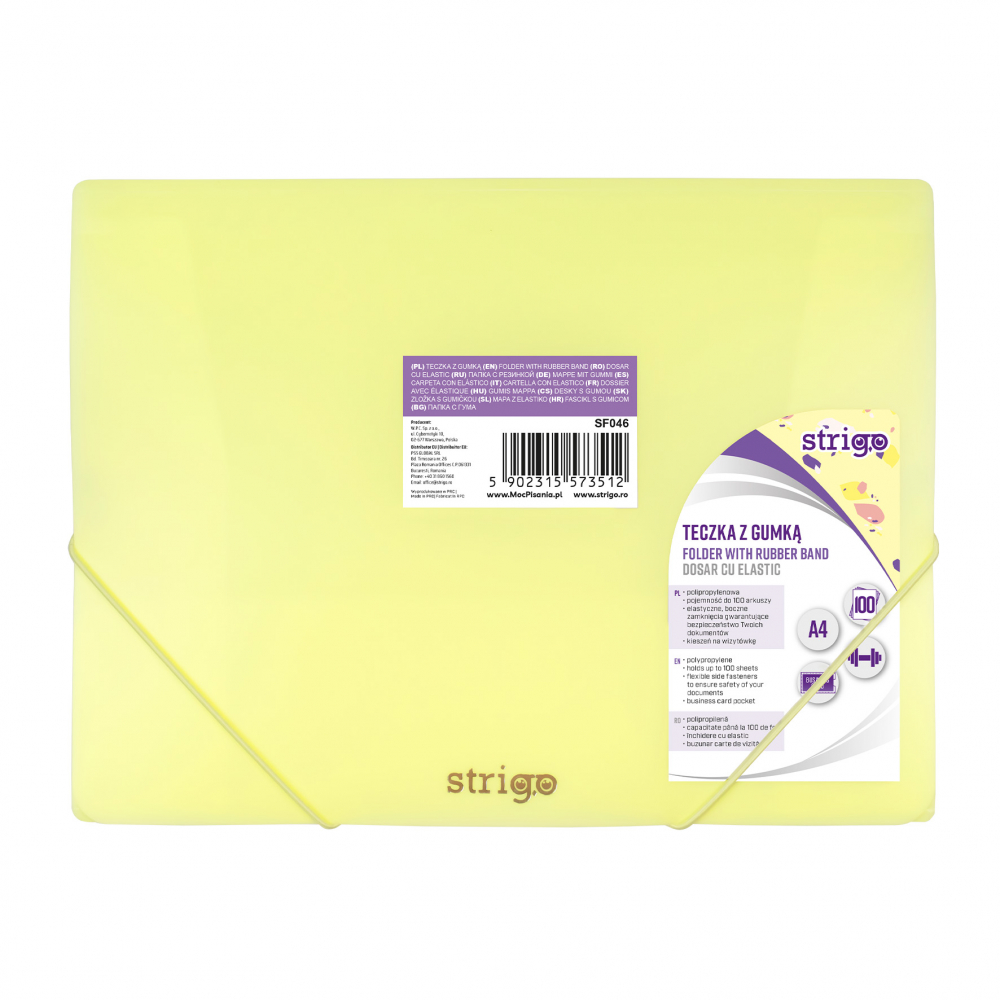 Mapa Strigo A4 Galben Pastel cu Elastic