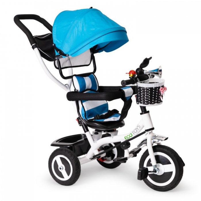Tricicleta Ecotoys Albastru | Roti Gonflabile, 25kg - imagine 9