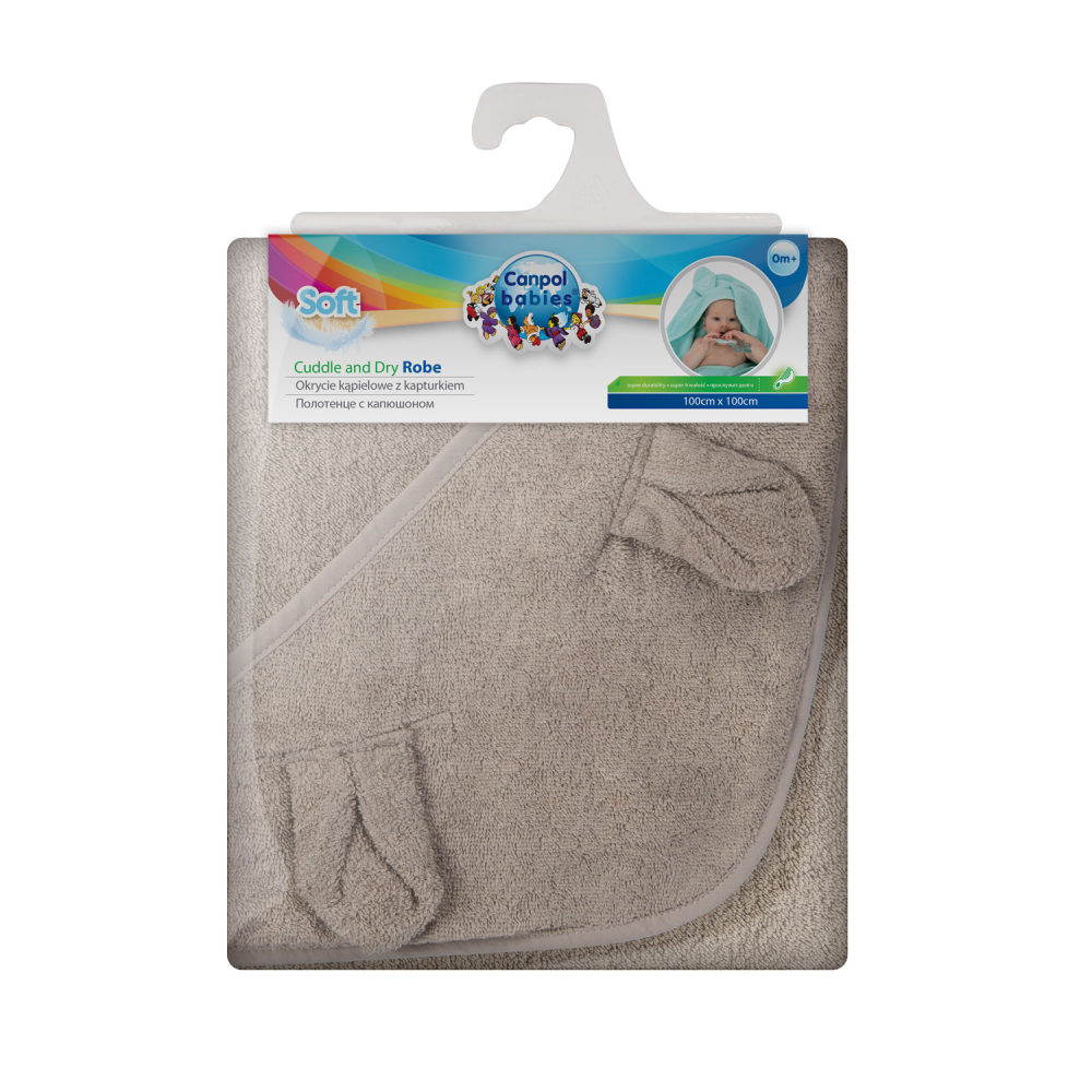 Prosop Copii Canpol cu Gluga, Bumbac 100%, 100x100 cm - imagine 2