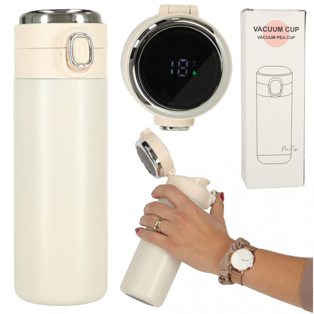 Cana termos Ikonka Smart LED, 420ml Bej