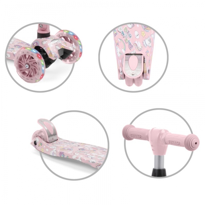 Trotineta Kidwell Vento Unicorn Pliabilă 3Ani+ - imagine 6