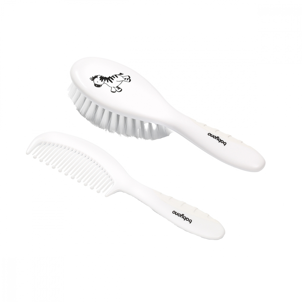 Set perie și pieptene BabyOno, păr moale - imagine 4