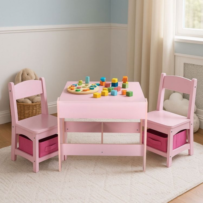 Set Masa Scaune Ecotoys Roz Copii - imagine 4