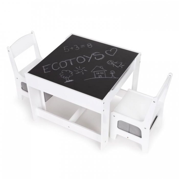 Set Masa si 2 Scaune Ecotoys cu Depozitare