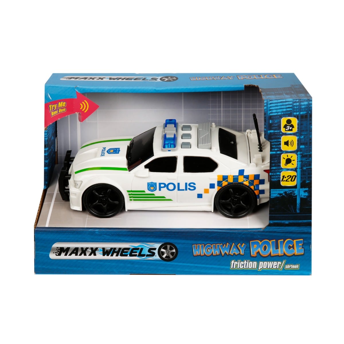 Masina Politie Maxx Wheels 1:20 cu Lumini si Sunete
