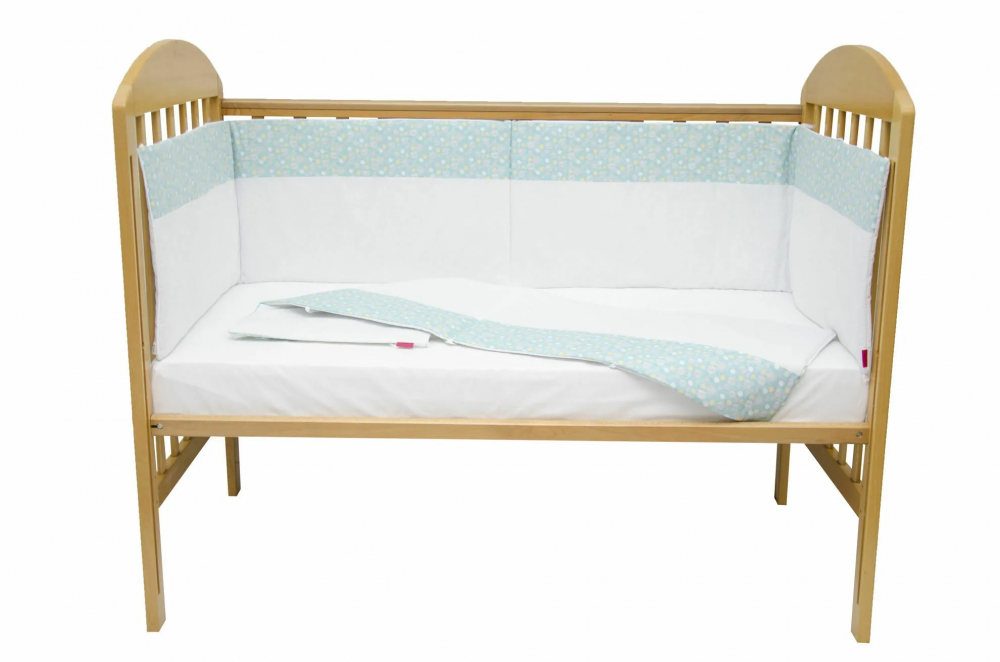 Set protecții pătuț Bubble Blue KidsDecor, 60x120 cm - imagine 4
