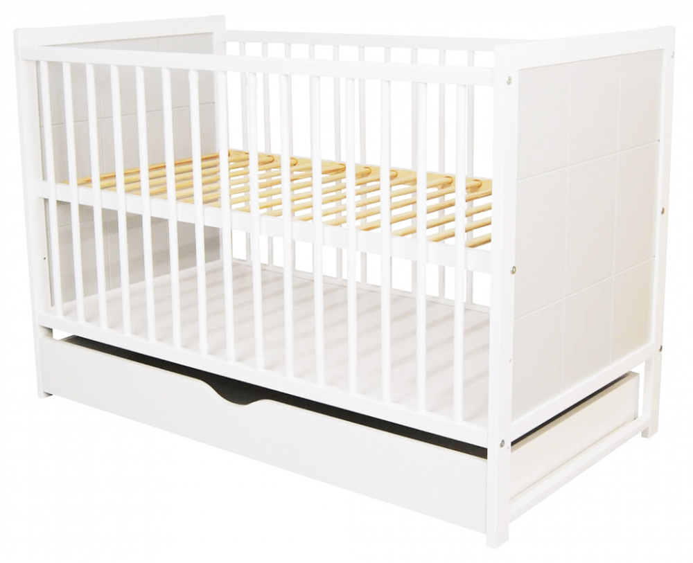 Pătuț Cezar Alb 120x60 cu Sertar - imagine 5