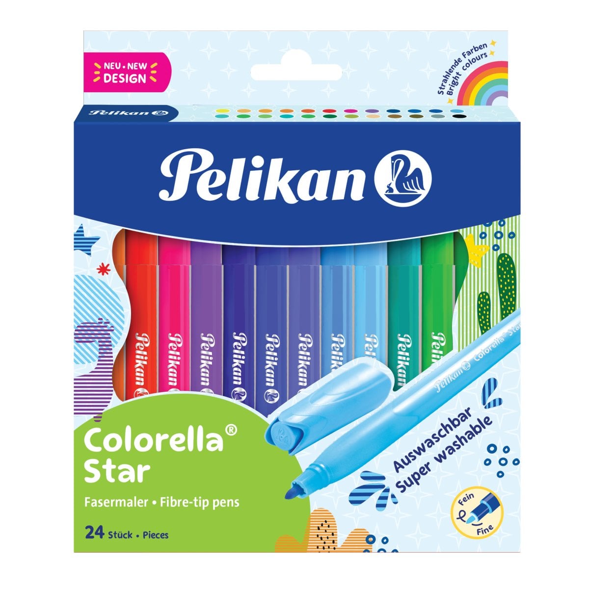 Set 24 Carioci Pelican cu Sablon, Lavabile