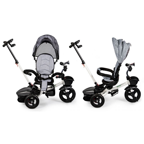 Tricicleta Ecotoys JM-311 Gri, Sezut Reversibil, 12 luni+ - imagine 10