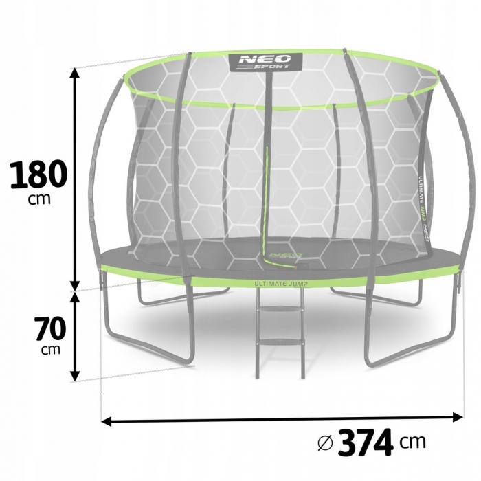 Trambulina Gradina Neo-Sport 374 cm cu Plasa Interioara
