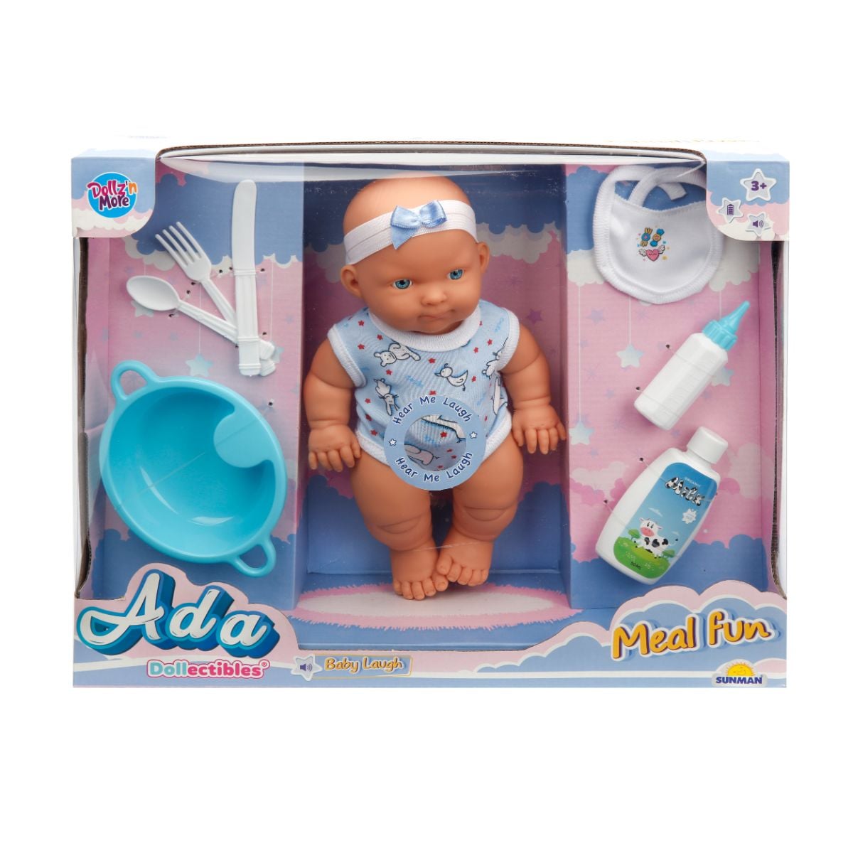 Set Păpușă Bebeluș Ada Dollz'n More cu Accesorii, 23 cm