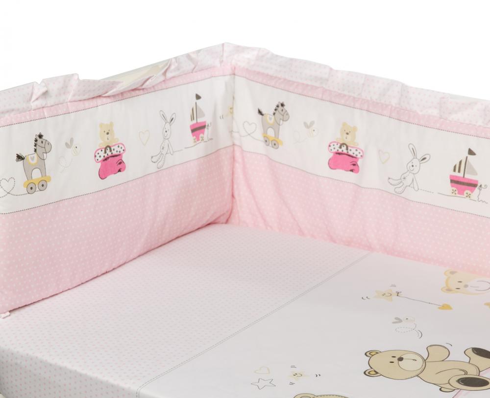 Lenjerie Patut 5 Piese Teddy Play Pink Nichiduta