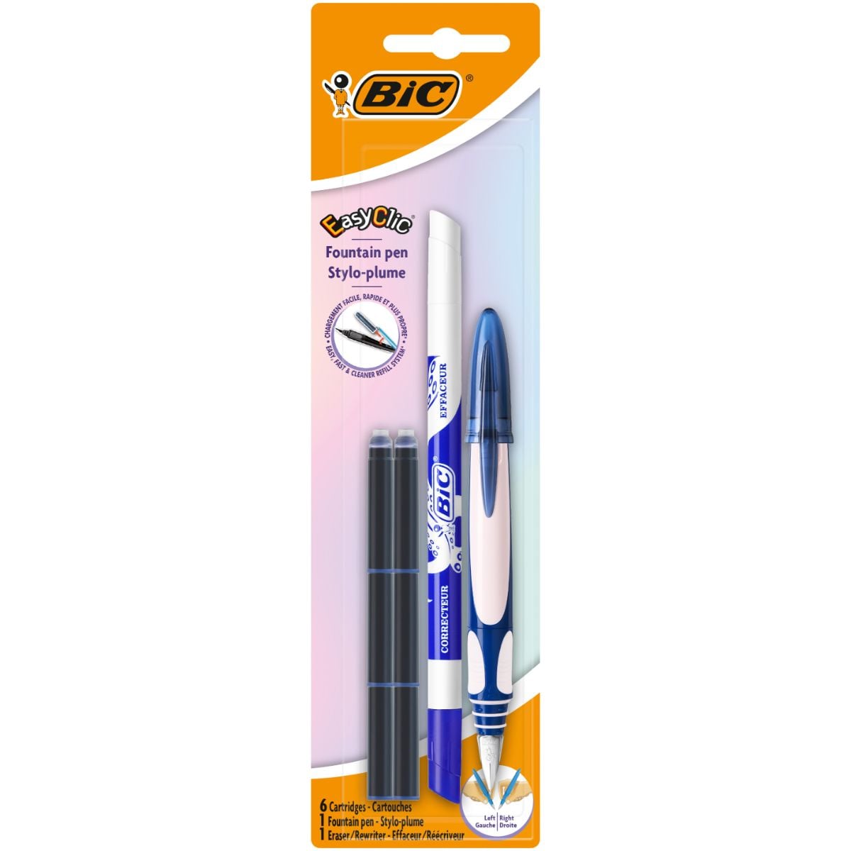 Set Stilou Bic Easy Click cu 6 Rezerve si Corector