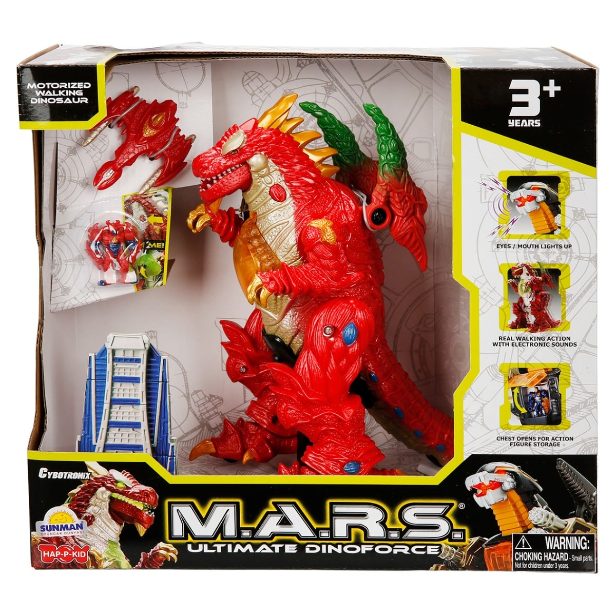 Dinozaur Interactiv M.A.R.S. Happy Kid, 20 cm, Rosu