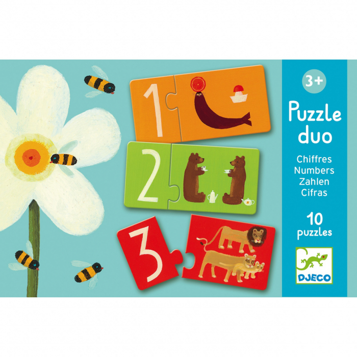 Puzzle Educativ Djeco Numere | Învățare Cifre 1-10