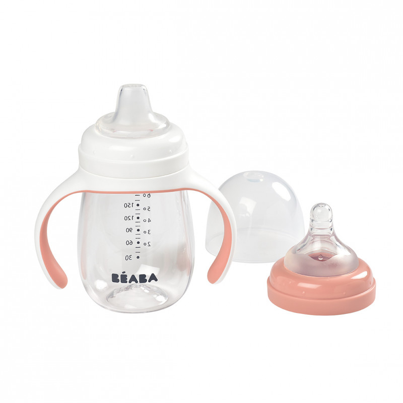 Biberon de învățare 2 în 1 Beaba, 210 ml, Old Pink