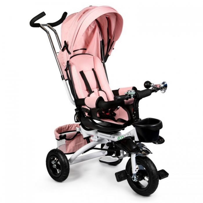 Tricicleta Ecotoys Roz Pudra, Scaun Rotativ 360° - imagine 8