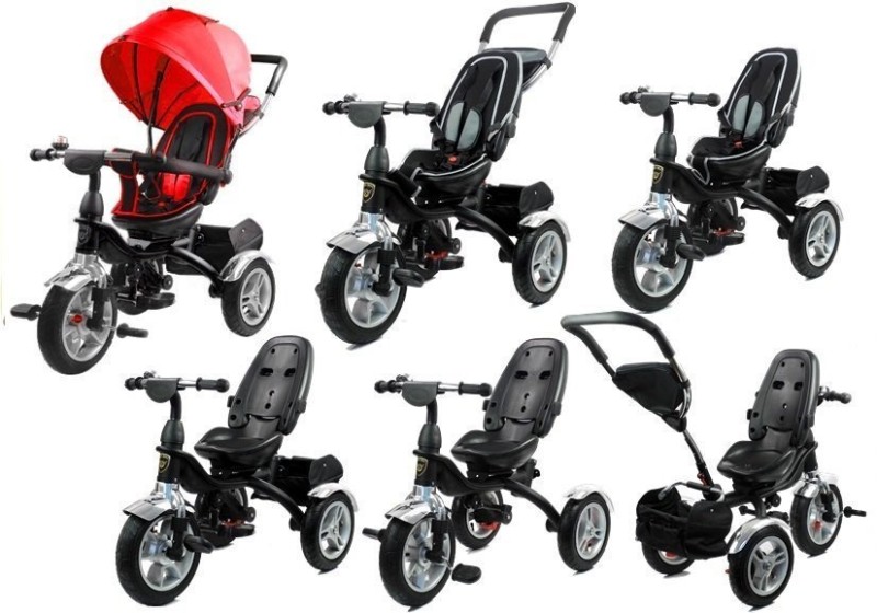 Tricicleta LeanToys Rosu 9luni-25kg Maner Reglabil - imagine 3