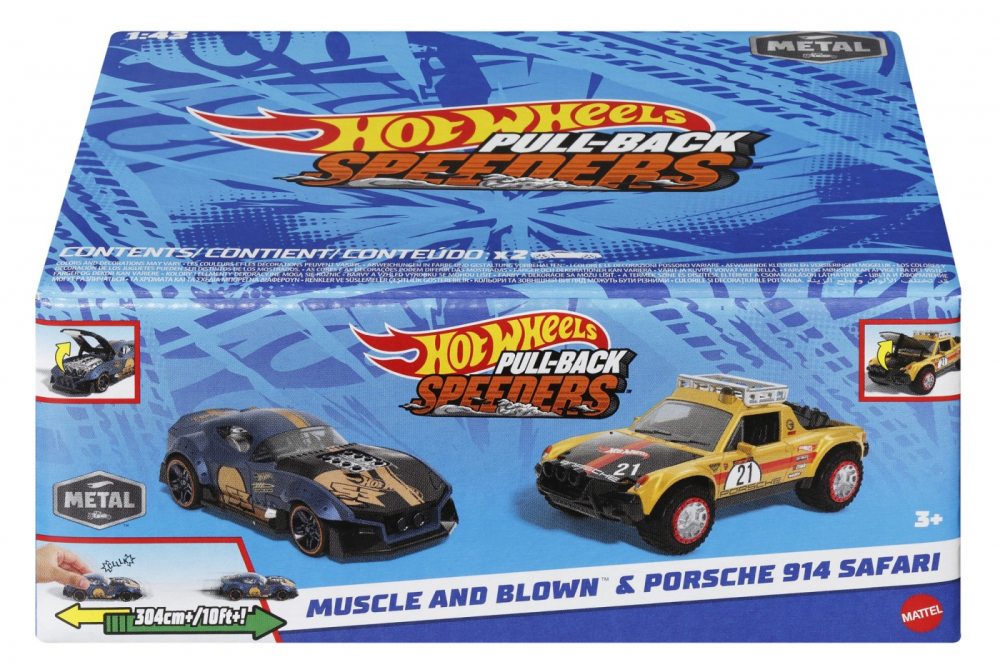 Hot Wheels Set 2 Masini Pull Back 1:43