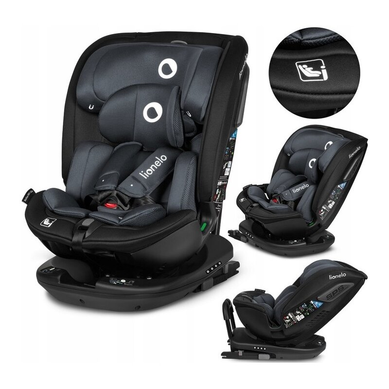 Scaun Auto Lionelo Bastiaan RWF i-Size, Rotire 360°, Gri