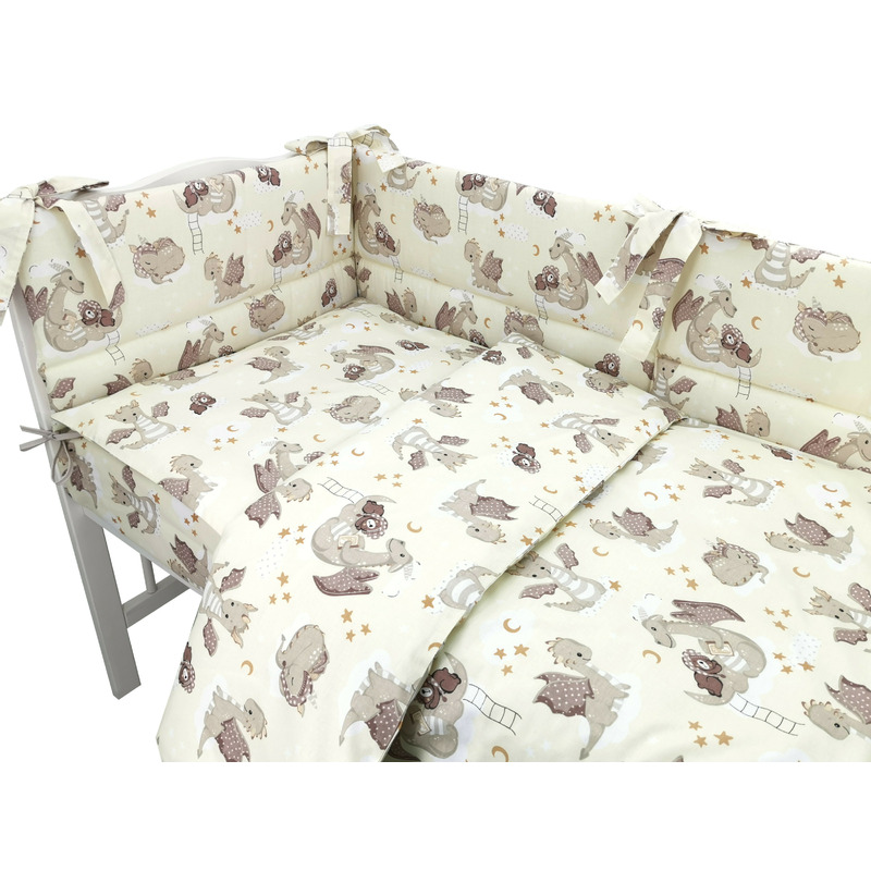 Lenjerie Patut Qmini Dragons Beige cu Protectie