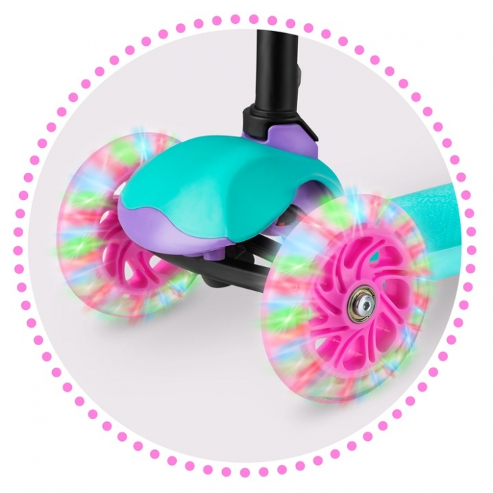 Trotineta Ricokids Loco Turcoaz LED Pliabilă