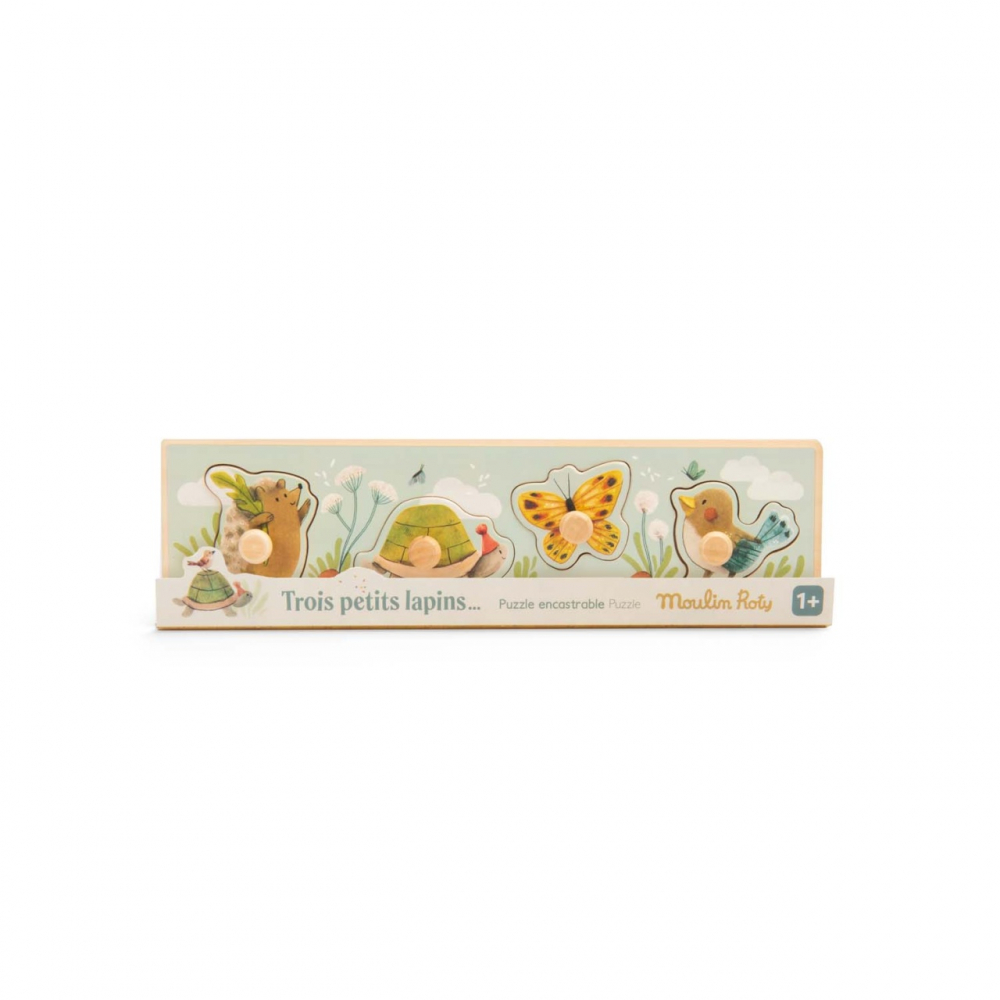 Puzzle Lemn 4 Animale Moulin Roty | Educativ