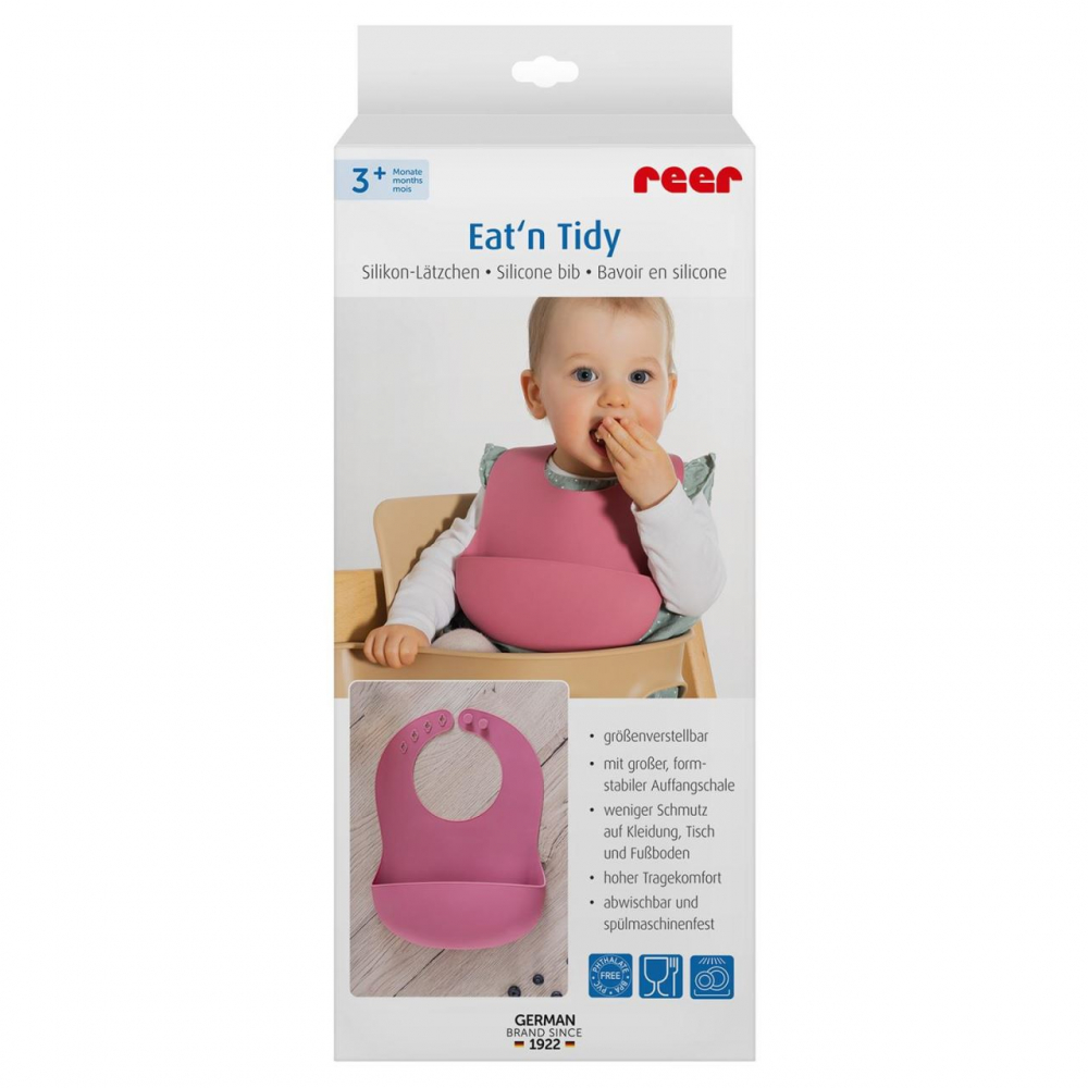 Bavetica Reer Silicon Eat'n Tidy Roz cu Buzunar