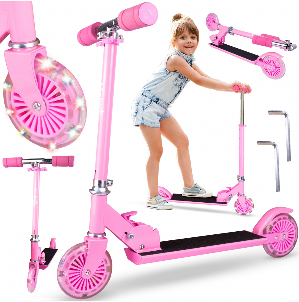 Trotineta Malplay Pink LED, Pliabila si Reglabila