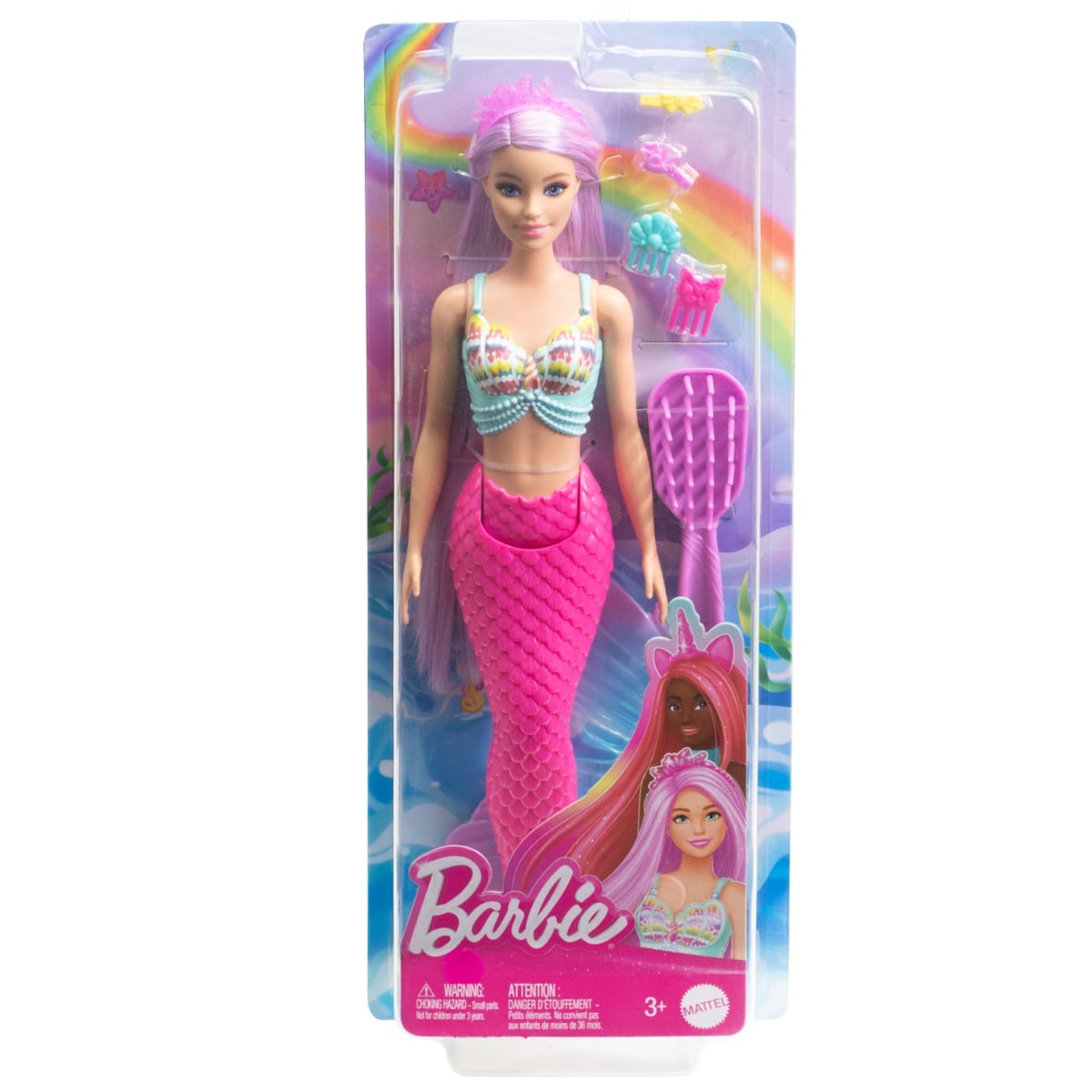 Papusa Barbie Sirena cu Par Lung Touch Of Magic