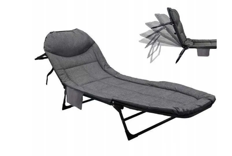 Sezlong Ikonka Pliabil cu Spătar Reglabil - Grey - imagine 2