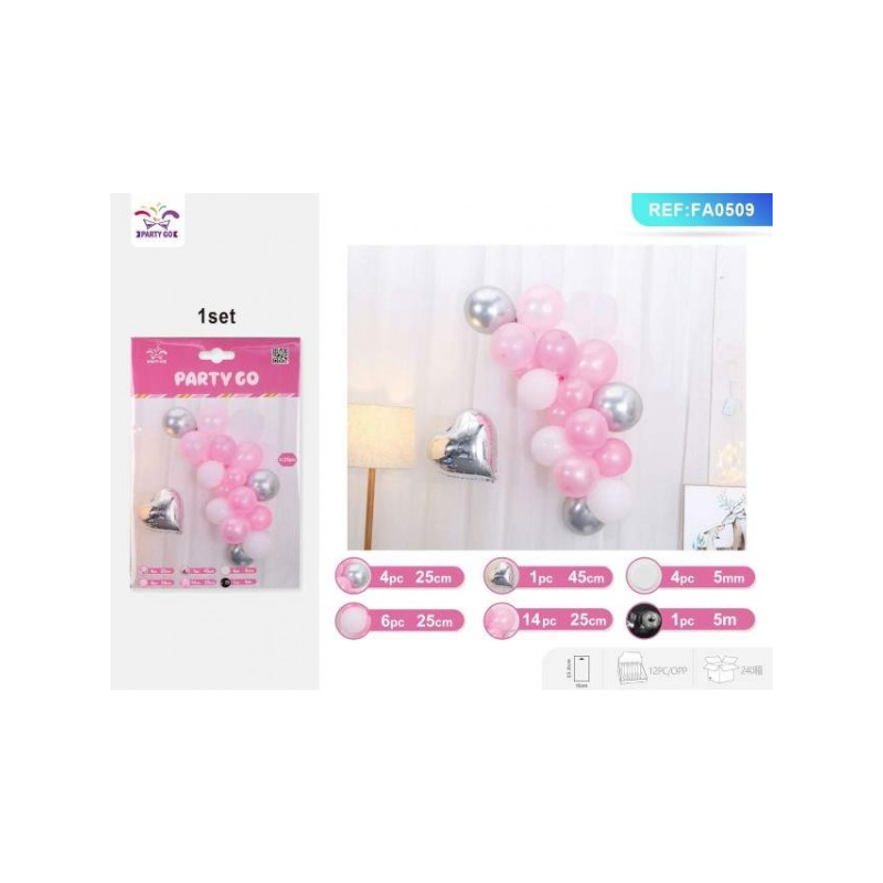 Ghirlanda Baloane PartyGo Roz, 30 Buc - Decor Petrecere