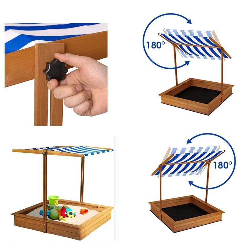 Lada de nisip Procart 120x120 cm cu acoperis parasolar - imagine 6